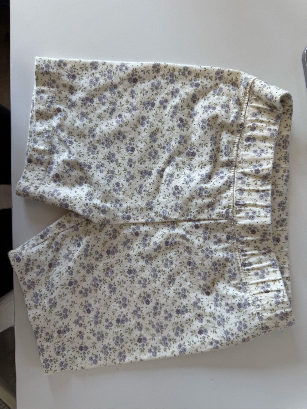 Floral Girls Shorts, 5T- Cream with Lavender Print, Jamie Kay